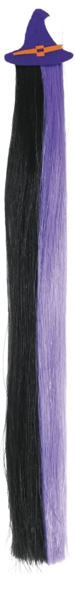 Halloween Hair Extension Zwart Paars 40cm