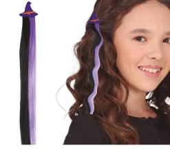 Halloween Hair Extension Zwart Paars 40cm