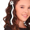 Halloween Hair Extension Zwart Wit Spook 40cm