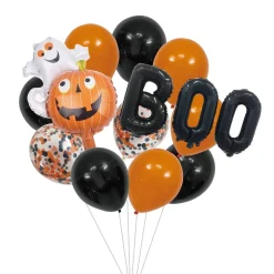 Halloween Helium Ballonnen Set Zwart Oranje 14 delig