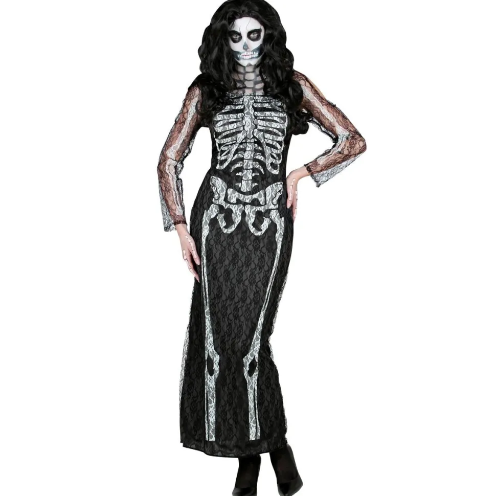 Halloween Jurk Dames Lang Skelet