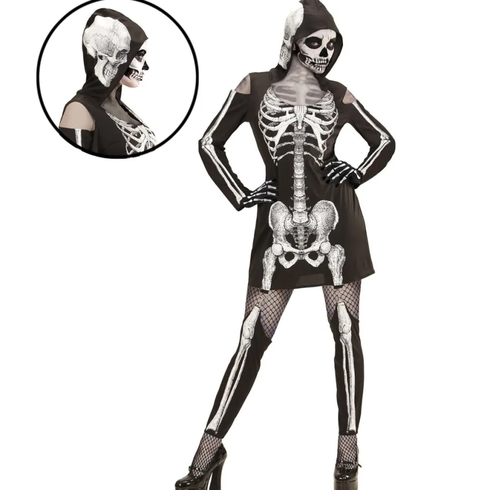 Halloween Jurk Dames Skelet Met Capuchon