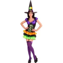 Halloween Jurk Gekleurd Dames Heks Glamour