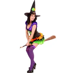 Halloween Jurk Gekleurd Dames Heks Glamour