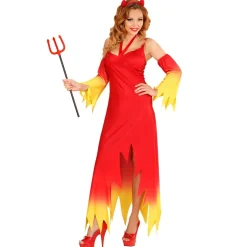 Halloween Jurk Rood Geel Dames Duivel