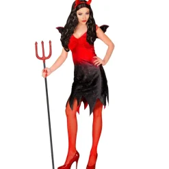 Halloween Jurk Rood Zwart Dames Sexy Duivel