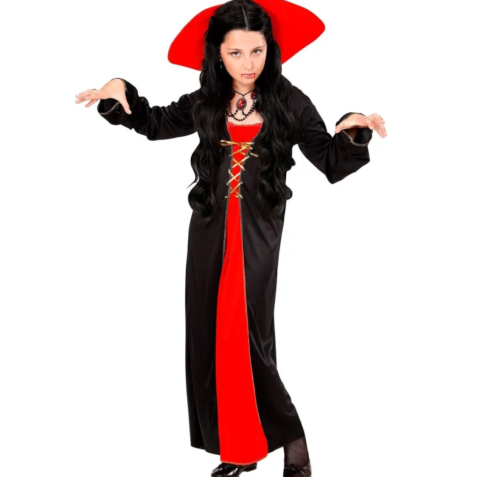 Halloween Jurk Rood Zwart Meisje Vampier 2 delig