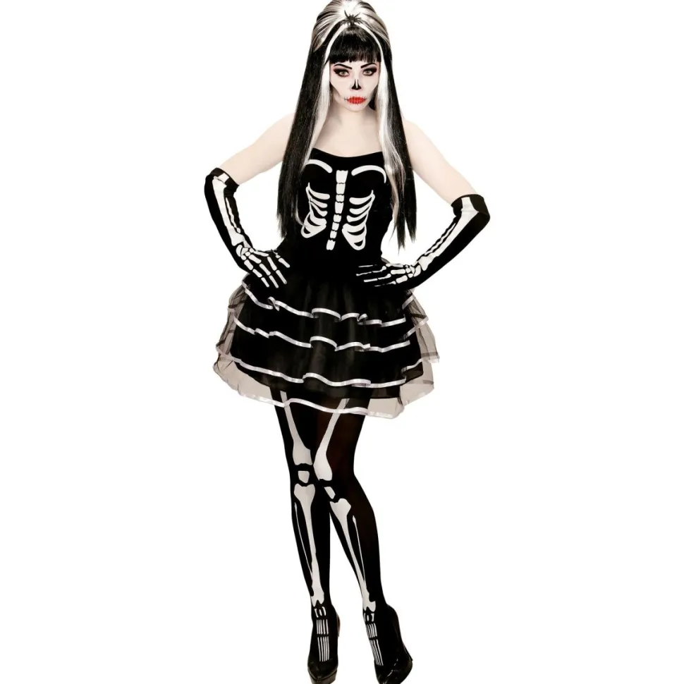 Halloween Jurk Wit Zwart Dames Skelet