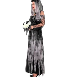 Halloween Jurk Zwart Bruid 2 delig