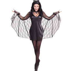Halloween Jurk Zwart Dames Vleermuis