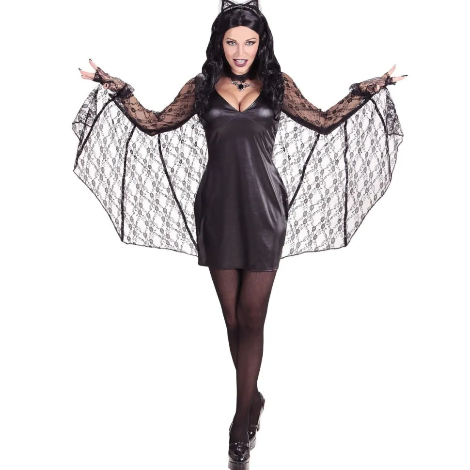 Halloween Jurk Zwart Dames Vleermuis