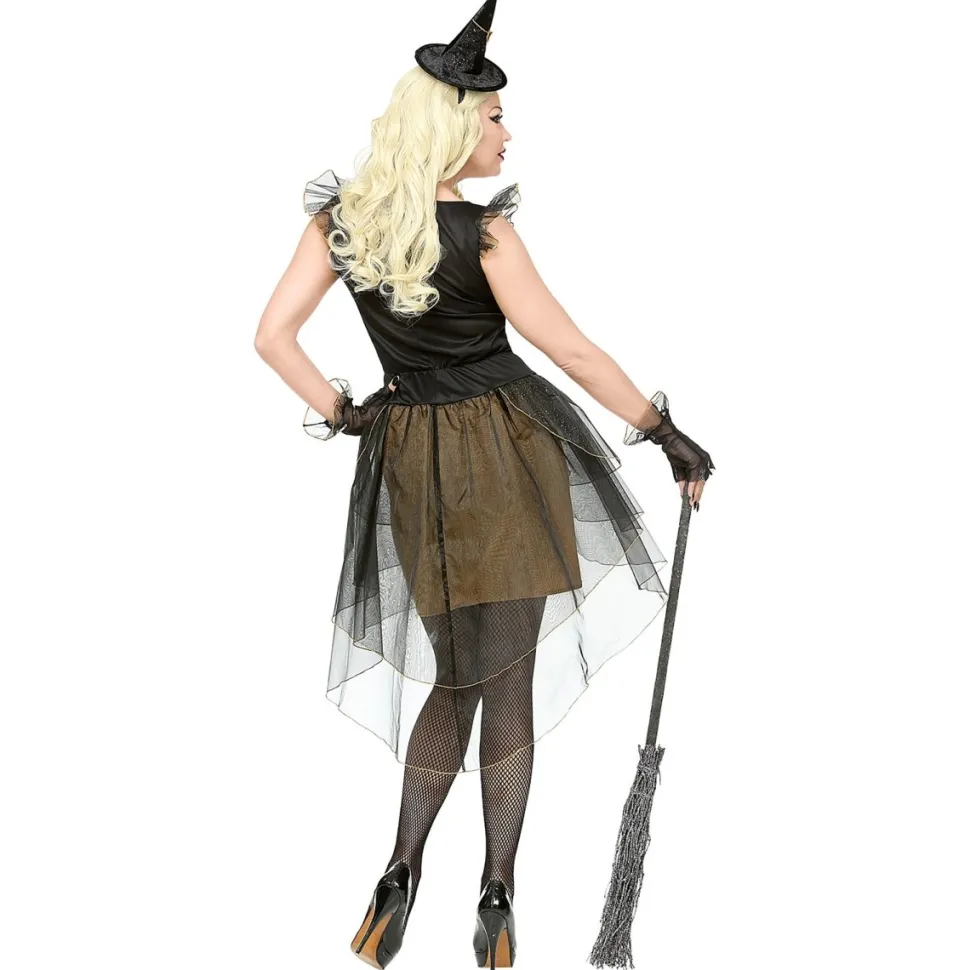 Halloween Jurk Zwart Goud Dames Heks