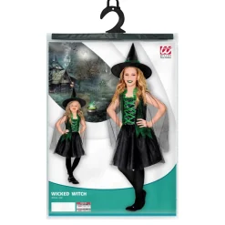 Halloween Jurk Zwart Groen Meisje Heks 2 delig
