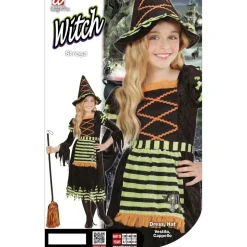 Halloween Jurk Zwart Groen Meisje Heks
