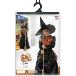 Halloween Jurk Zwart Meisje Heks 2 delig