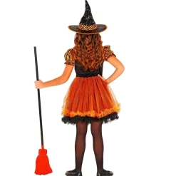 Halloween Jurk Zwart Oranje Meisje Heks