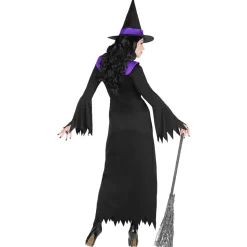 Halloween Jurk Zwart Paars Dames Heks