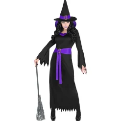 Halloween Jurk Zwart Paars Dames Heks