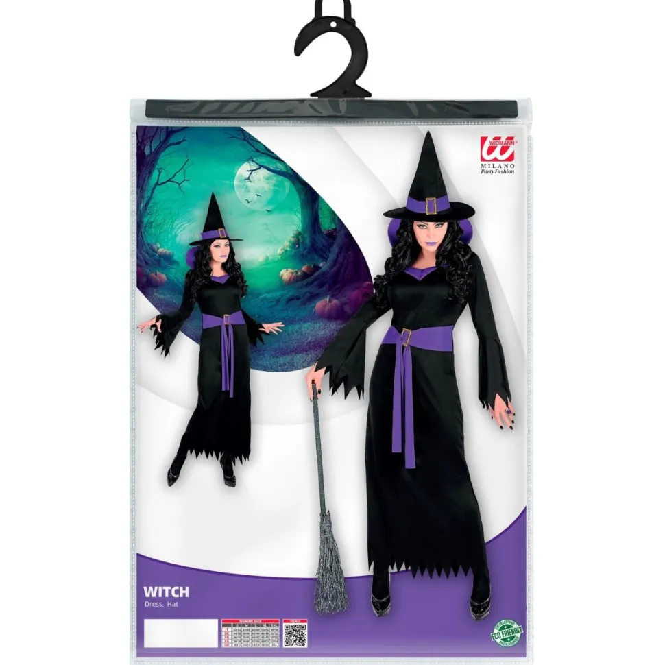 Halloween Jurk Zwart Paars Dames Heks