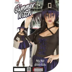 Halloween Jurk Zwart Paars Heks