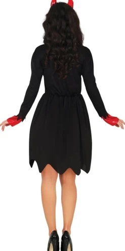 Halloween Jurk Zwart Rood Dames Duivel