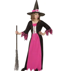 Halloween Jurk Zwart Roze Meisje Heks