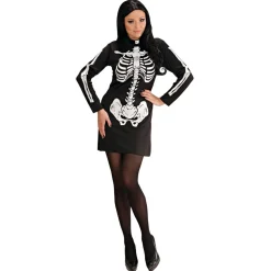 Halloween Jurk Zwart Wit Dames Skelet