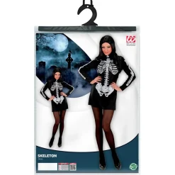 Halloween Jurk Zwart Wit Dames Skelet
