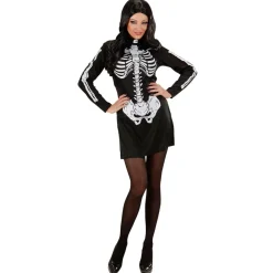 Halloween Jurk Zwart Wit Dames Skelet