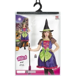 Halloween Kostuum Paars Groen Meisje Heks