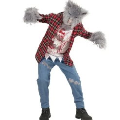 Halloween Kostuum Rood Blauw Kind Weerwolf