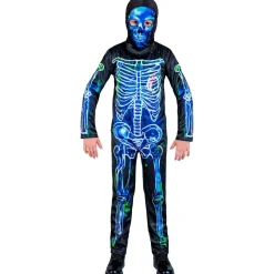 Halloween Kostuum Zwart Blauw Kind Skelet 2 delig