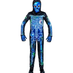 Halloween Kostuum Zwart Blauw Kind Skelet 2 delig