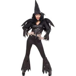 Halloween Kostuum Zwart Dames Heks 4 delig