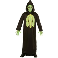 Halloween Kostuum Zwart Groen Kind Magere Hein 2 delig