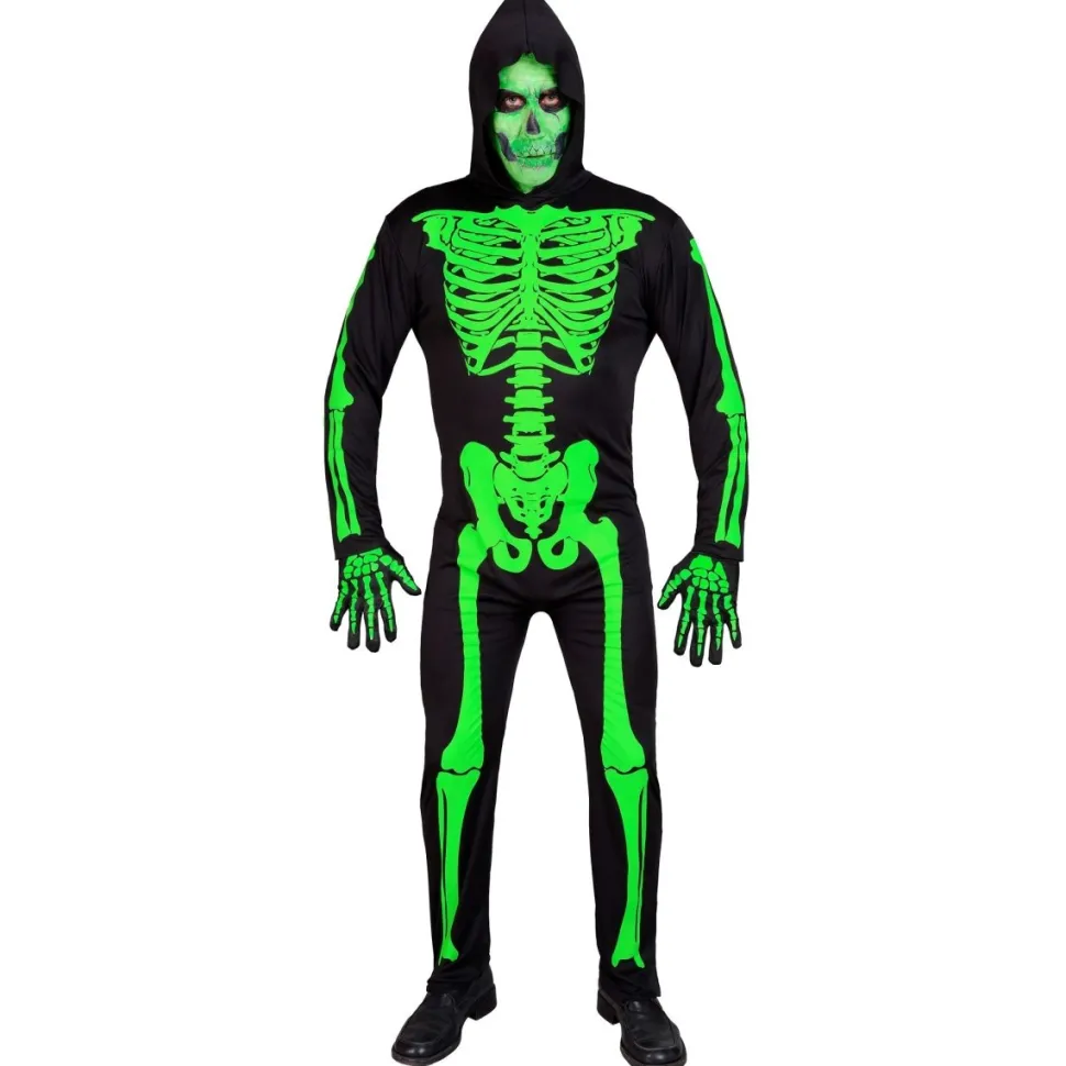 Halloween Kostuum Zwart Groen Heren Skelet 2 delig