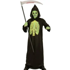Halloween Kostuum Zwart Groen Kind Magere Hein