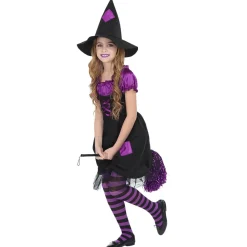 Halloween Kostuum Zwart Paars Meisje Heks