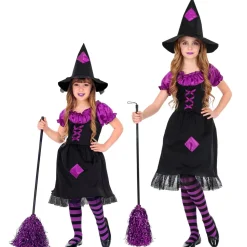 Halloween Kostuum Zwart Paars Meisje Heks