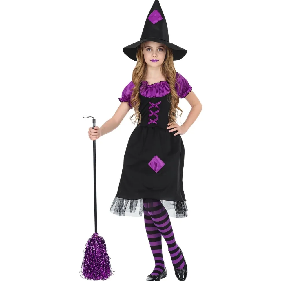 Halloween Kostuum Zwart Paars Meisje Heks