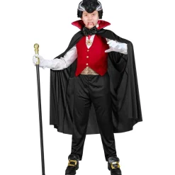 Halloween Kostuum Zwart Rood Kind Vampier 5 delig