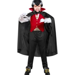 Halloween Kostuum Zwart Rood Kind Vampier 5 delig