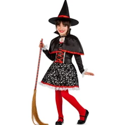 Halloween Kostuum Zwart Rood Meisje Heks