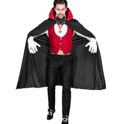Halloween Kostuum Zwart Rood Heren Vampier 4 delig