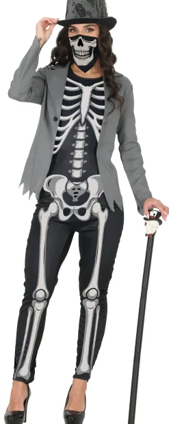 Halloween Kostuum Zwart Wit Dames Skelet