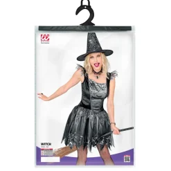 Halloween Kostuum Zwart Zilver Dames Heks