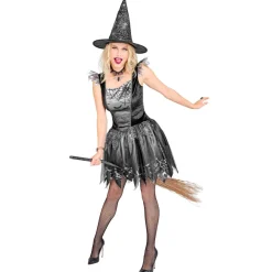 Halloween Kostuum Zwart Zilver Dames Heks
