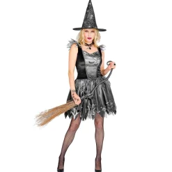 Halloween Kostuum Zwart Zilver Dames Heks