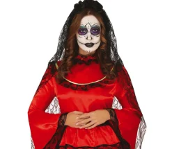 Halloween Tiara Bloemen En Sluier Zwart