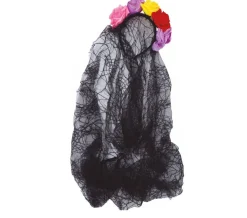 Halloween Tiara Bloemen En Sluier Gekleurd